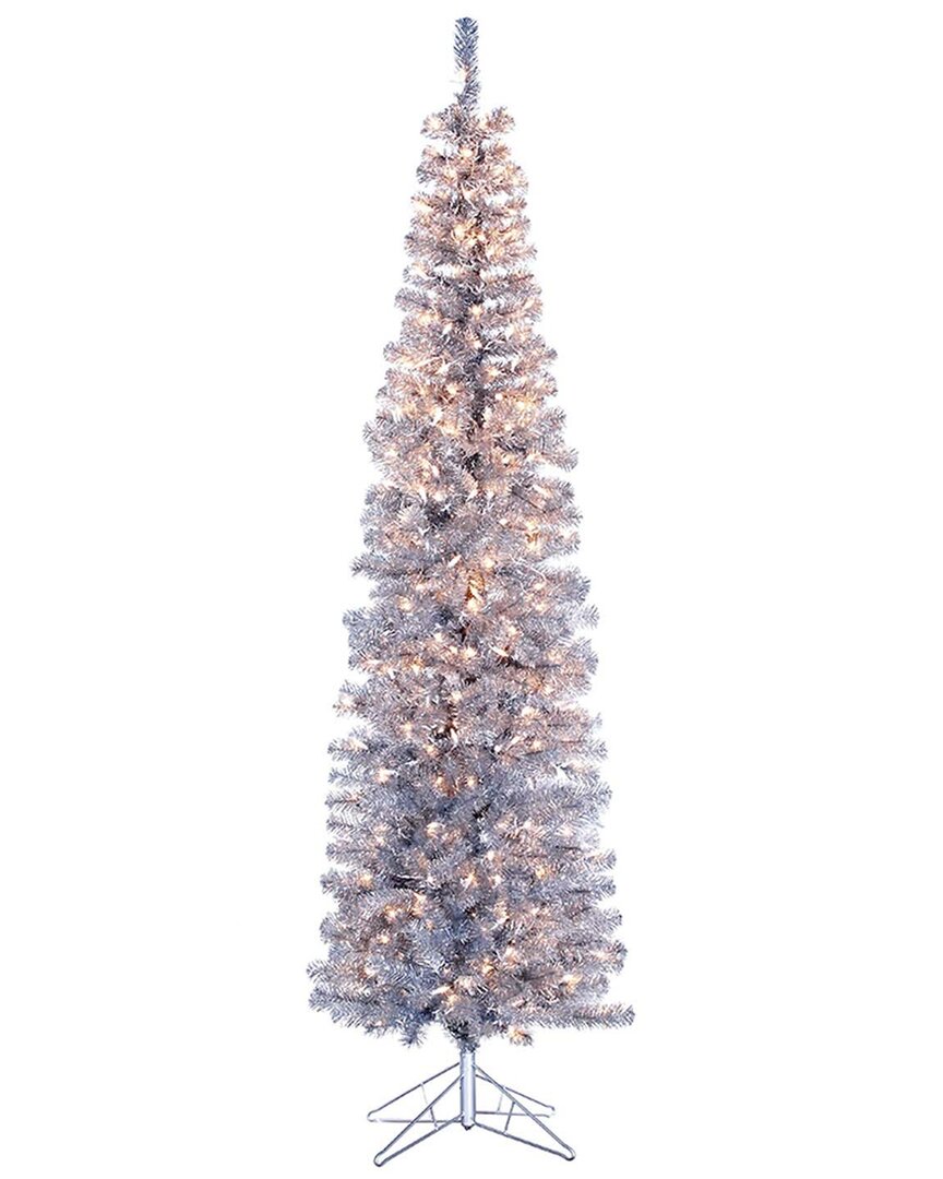Kurt Adler 7-foot Pre-lit Silver Tinsel Slim Winchester Tree In Multi