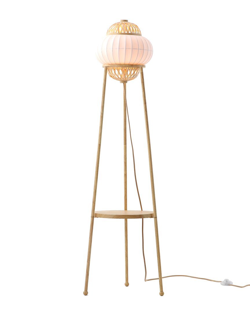 Vidalite Hikari Japanese Boho-chic Adjustable Height Floor Lamp With Shelf