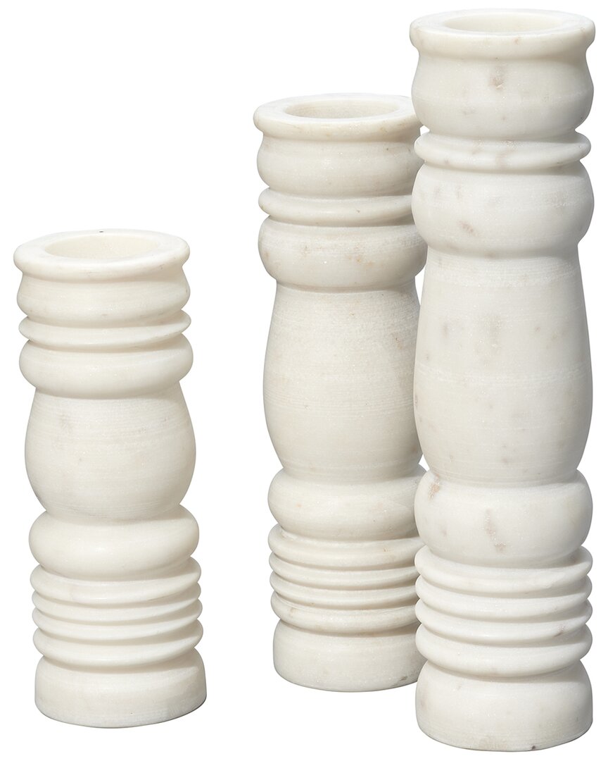 Jamie Young Set Of 3 Monument Marble Candlesticks