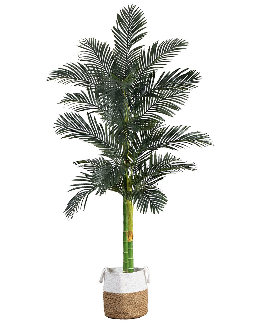 Nearly Natural 8ft. Golden Cane Artificial Palm Tree In Handmade