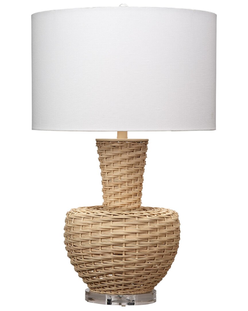 Jamie Young Portobello Rattan Table Lamp With Linen Shade