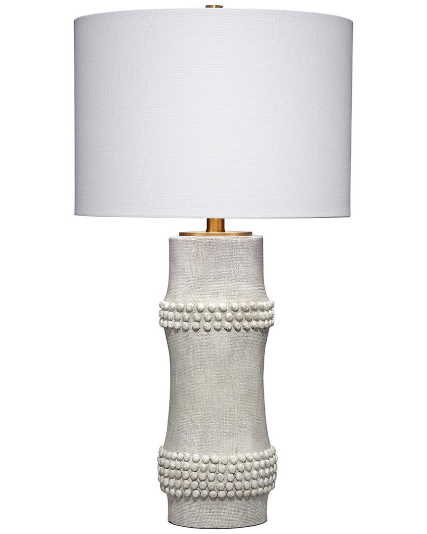 Jamie Young Rail Polyresin Table Lamp With Linen Shade, White In Gray