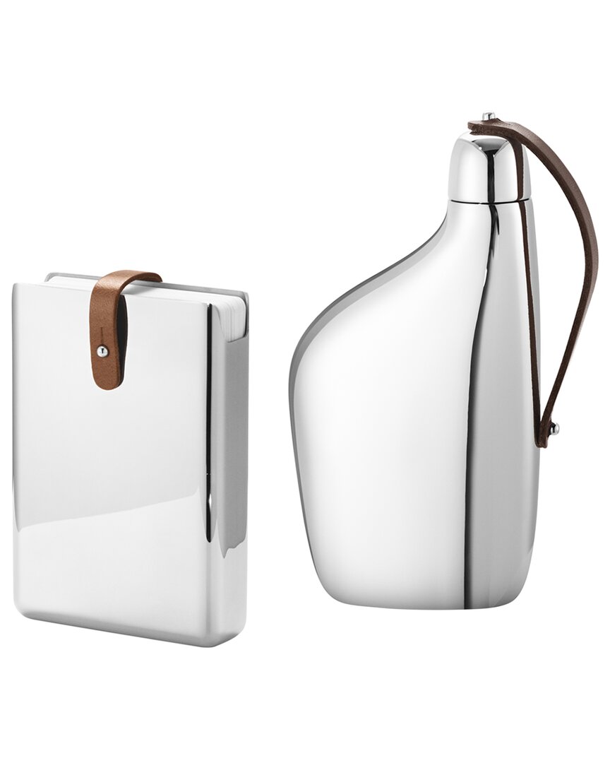 Georg Jensen Card Game & Case In Silver
