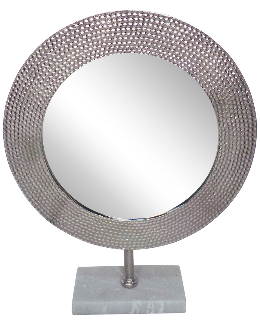 Sagebrook Home Metal Hammered Mirror On Stand In Silver