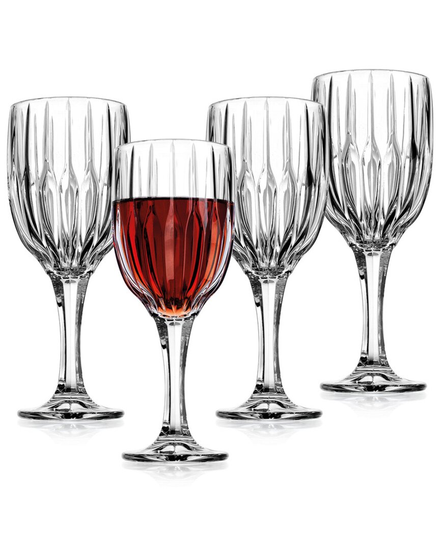Godinger Pleat Gold Rim Goblet Glasses (set Of 4) In Clear