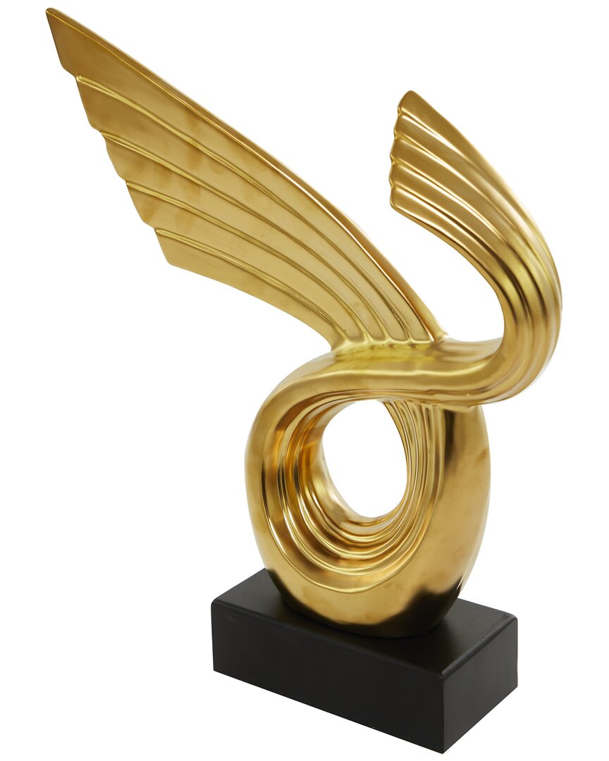 Peyton Lane Abstract Porcelain Wing Sculpture With Base In Gold