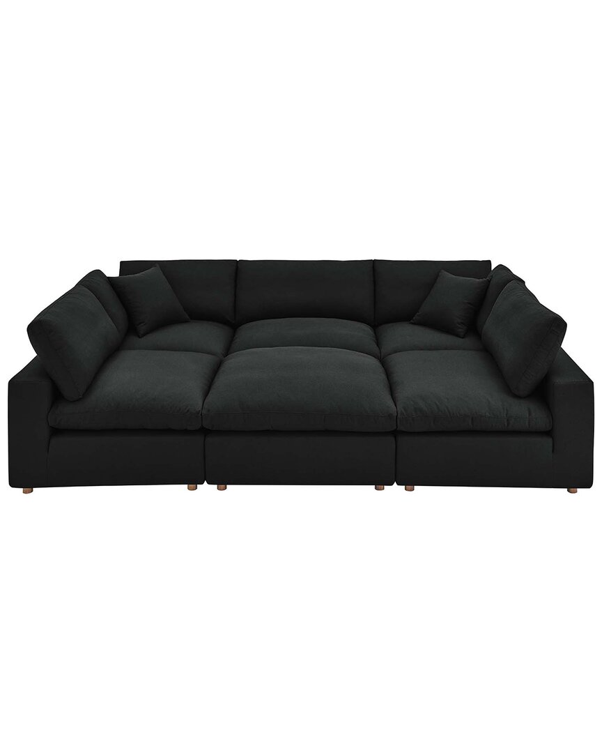 Modway Commix Down Filled Overstuffed 6pc Sectional Sofa In Black