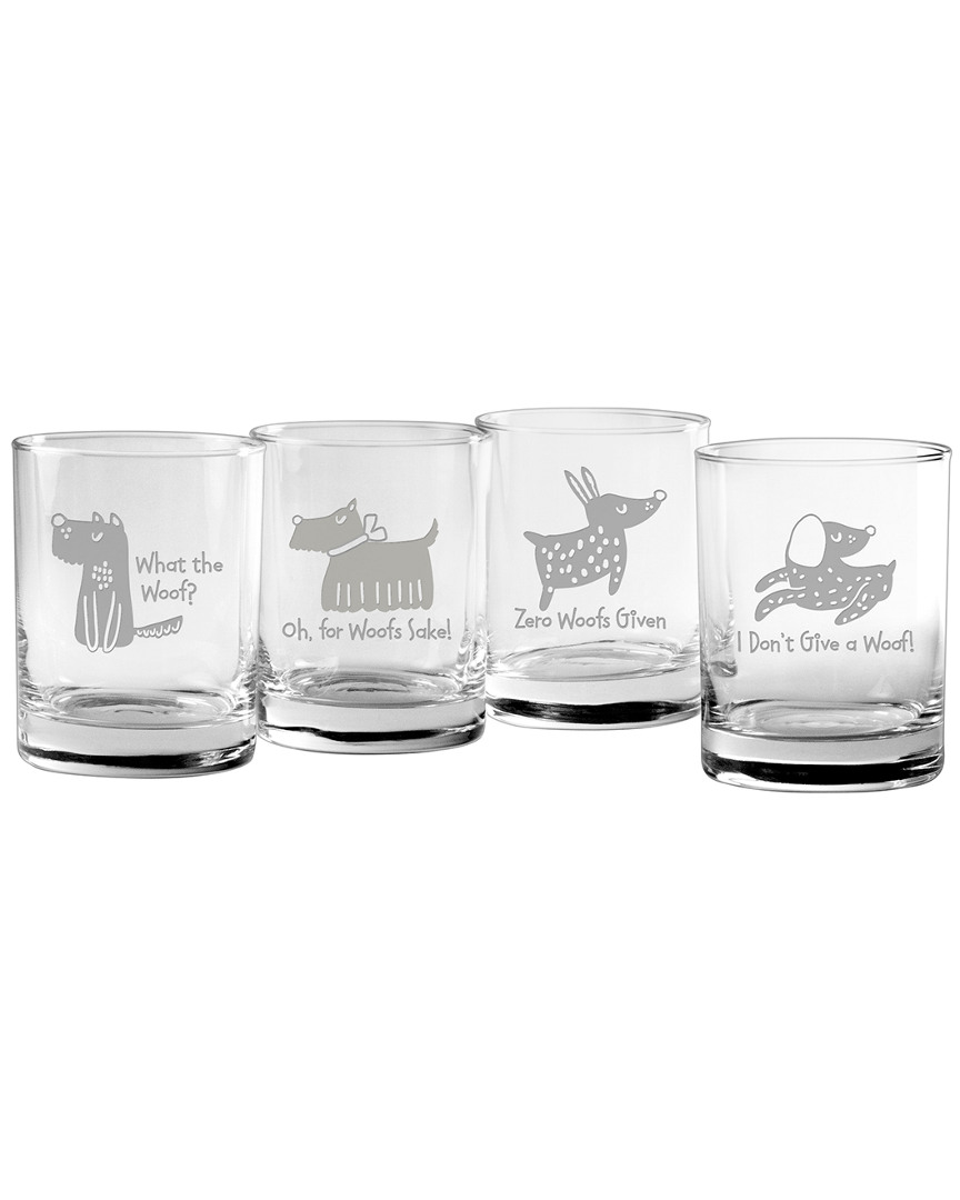 Susquehanna Glass Set Of 4 What The Woof Assortment Rocks Glasses