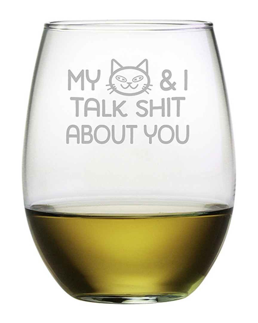 Susquehanna Glass My Cat & I Stemless Wine & Gift Box