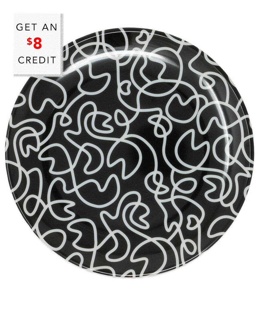 Elizabeth Sutton Home B&w Squiggly Salad Plate With $8 Credit