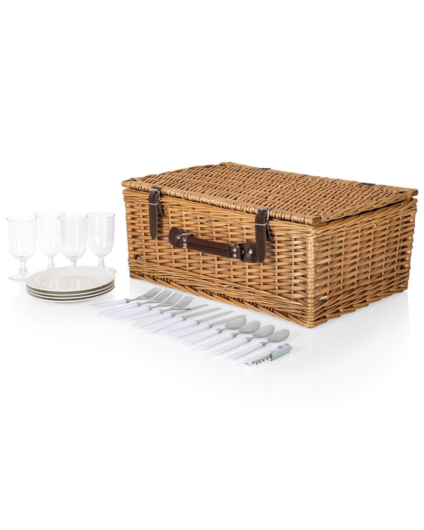 Picnic Time Belmont Stripe Picnic Basket In Navy