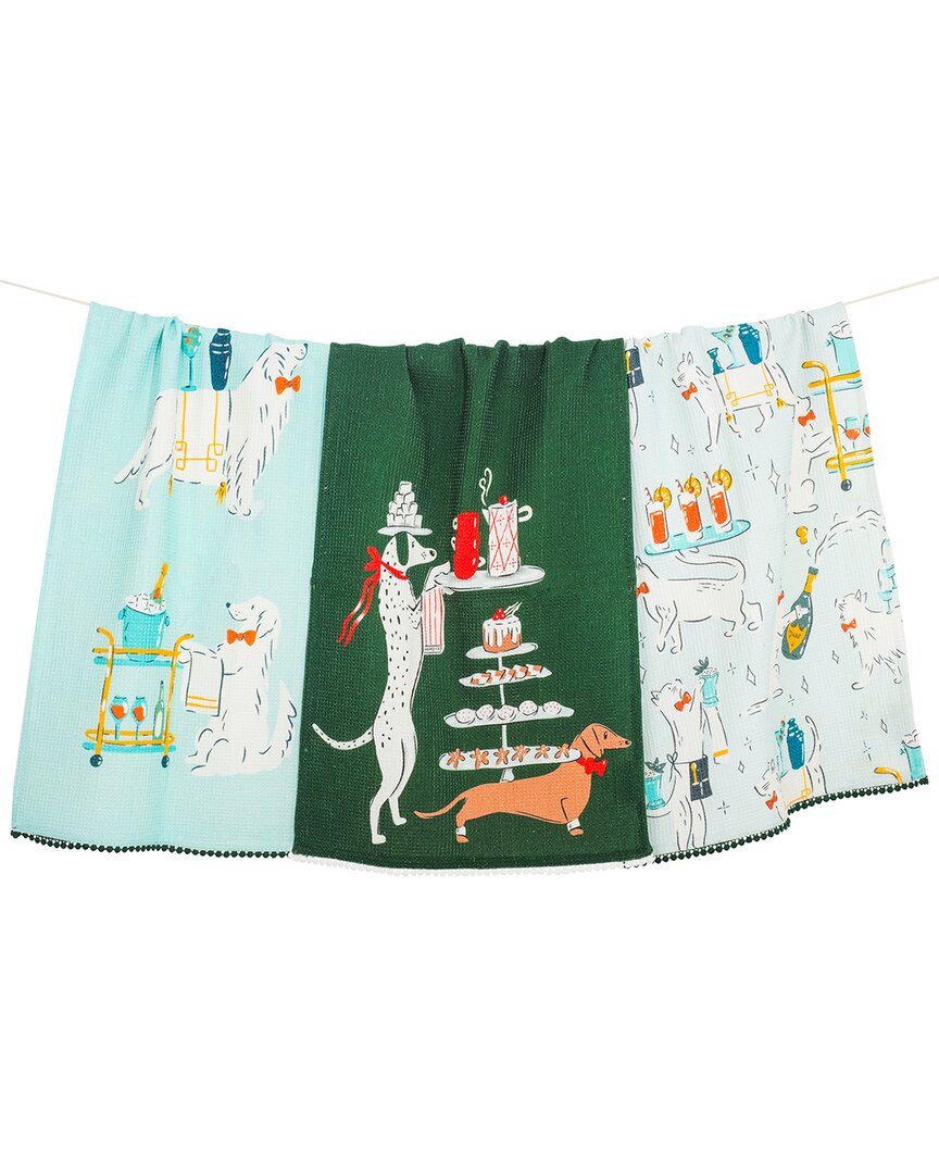 Tiramisu Cocktail Hour Dapper Dog Towel Set In Multi