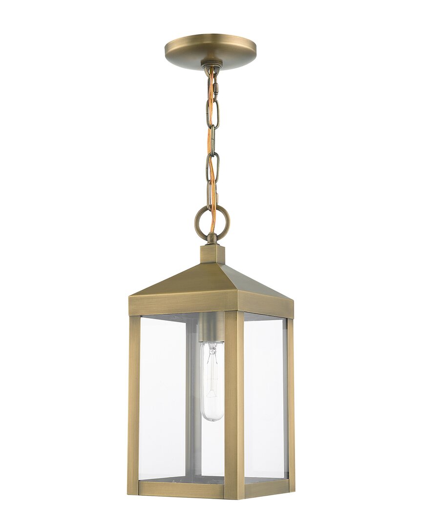 Livex Lighting 1-light Antique Brass Outdoor Pendant Lantern In Metallic