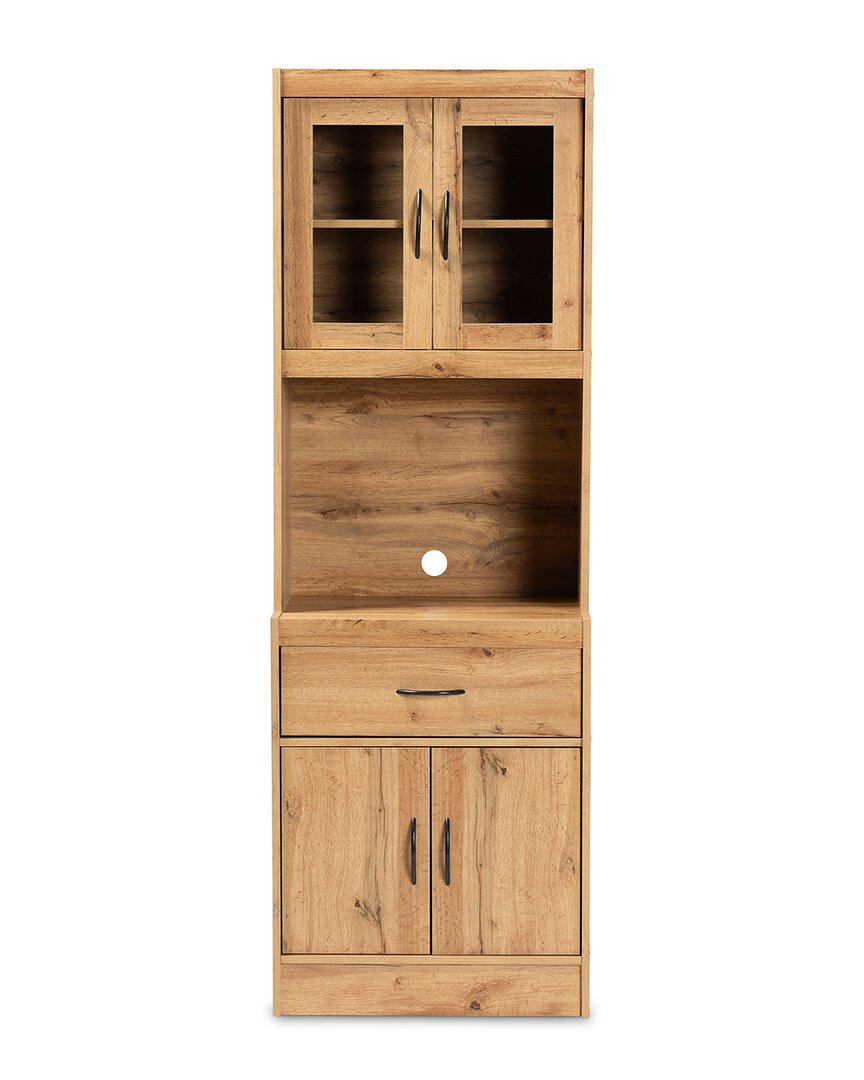 Design Studios Laurana Modern & Contemporary Oak Brown Finished Wood Kitchen Cabinet & Hutch