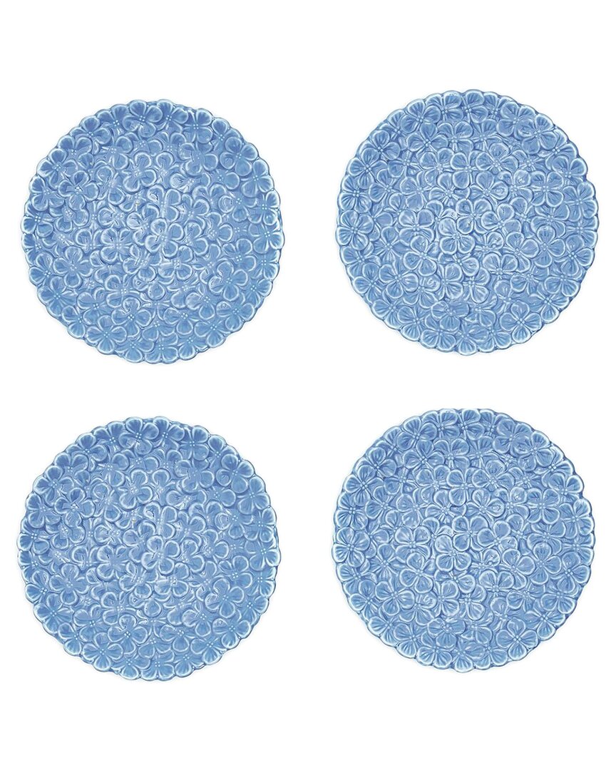 Two's Company Set Of 4 Hydrangea Tidbit Dish In Blue