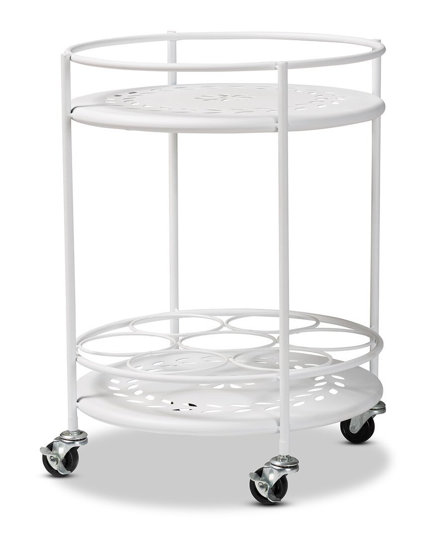 Design Studios Dallan Modern Industrial White Metal 2-tier Kitchen Cart