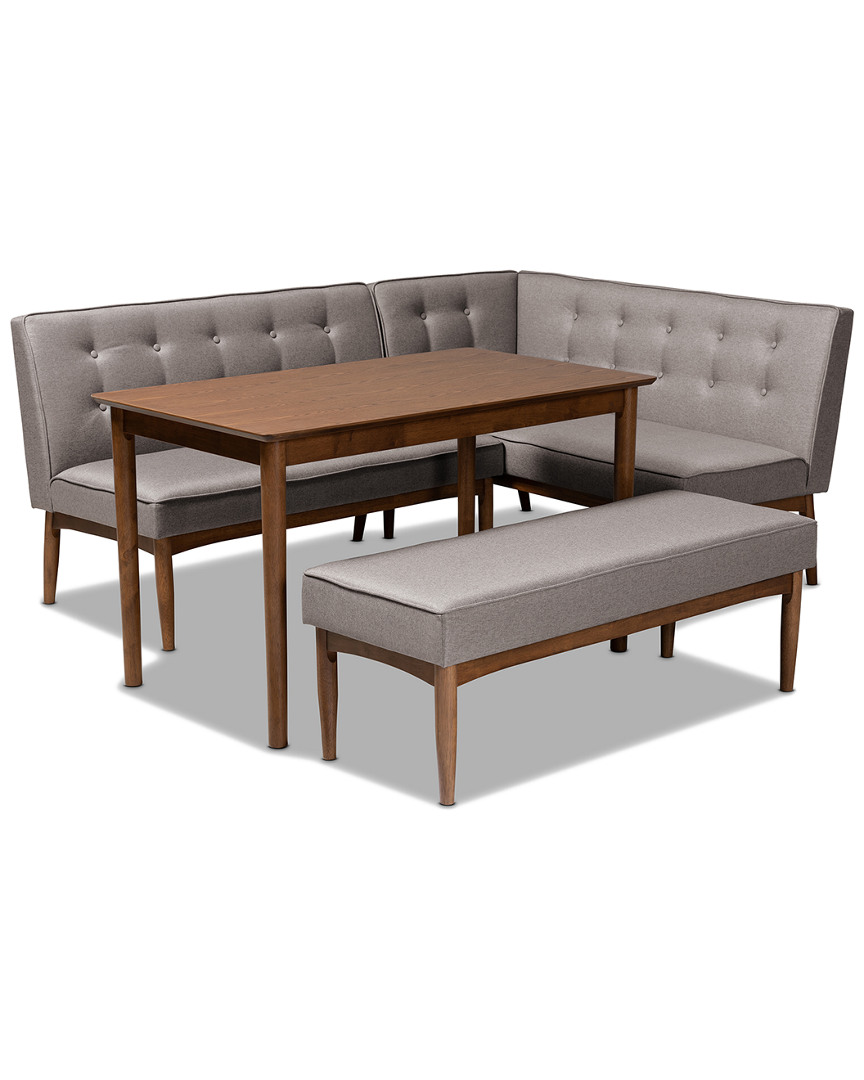 Design Studios Arvid Modern 4pc Wood Dining Nook Set