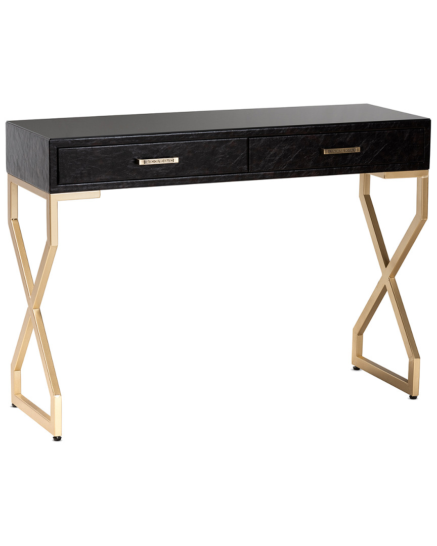 Design Studios Carville Upholstered Gold Finished 2-drawer Console Table