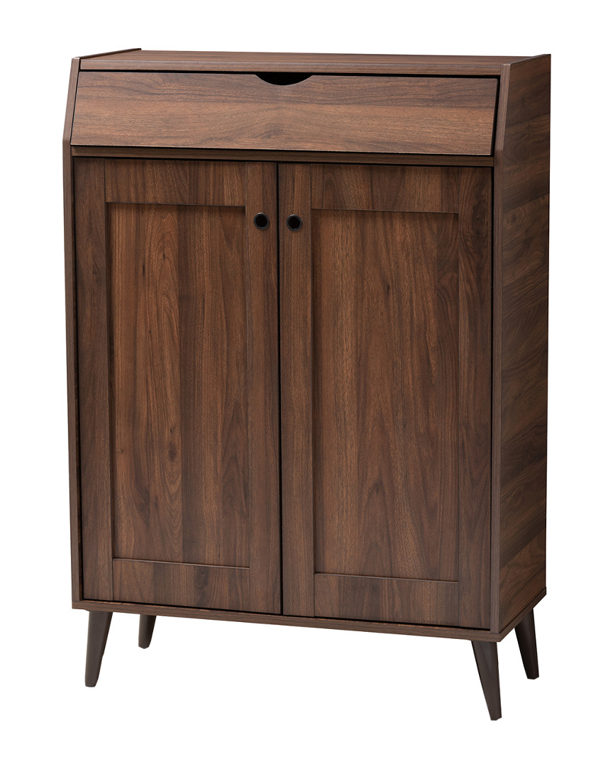 Design Studios Cormier Modern Walnut Brown Finished 2-door Wood Entryway Shoe Storage Cabinet