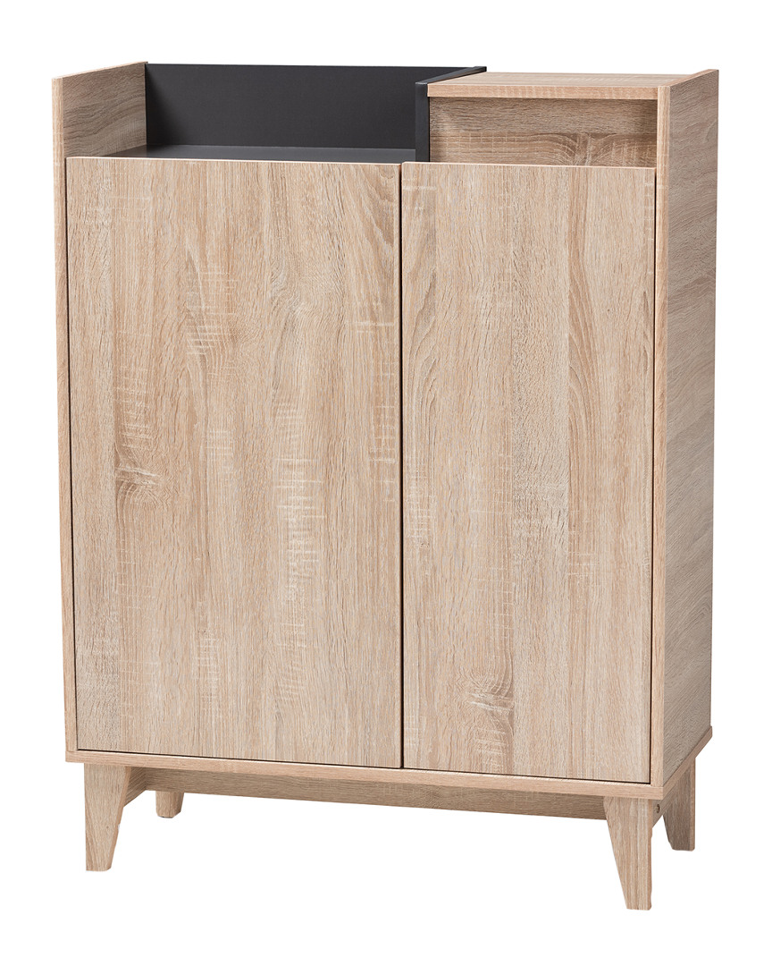 Design Studios Fella Modern Two-tone Oak Brown And Dark Entryway Shoe Cabinet