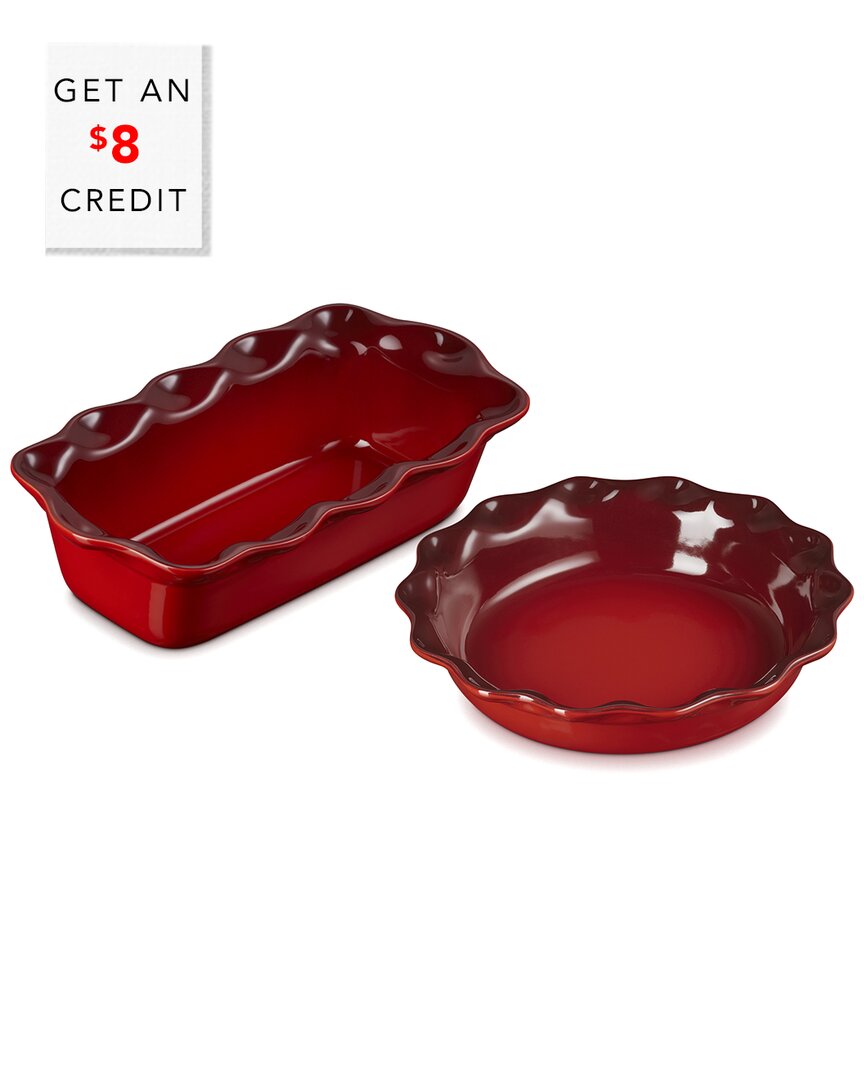Le Creuset Stoneware Heritage Pie Dish & Fluted Loaf Pan Set