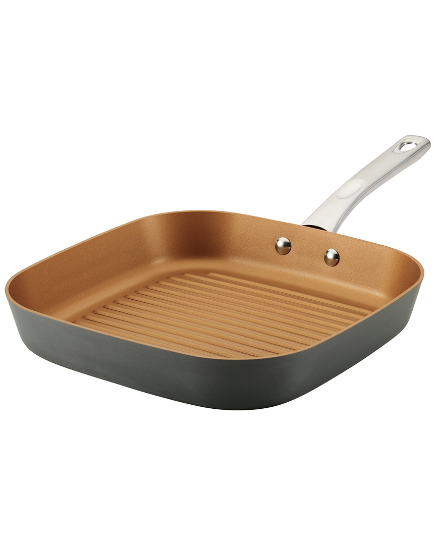 Ayesha Curry Home Collection Hard Anodized Nonstick Deep Square Stovetop Grill Pan In Brown