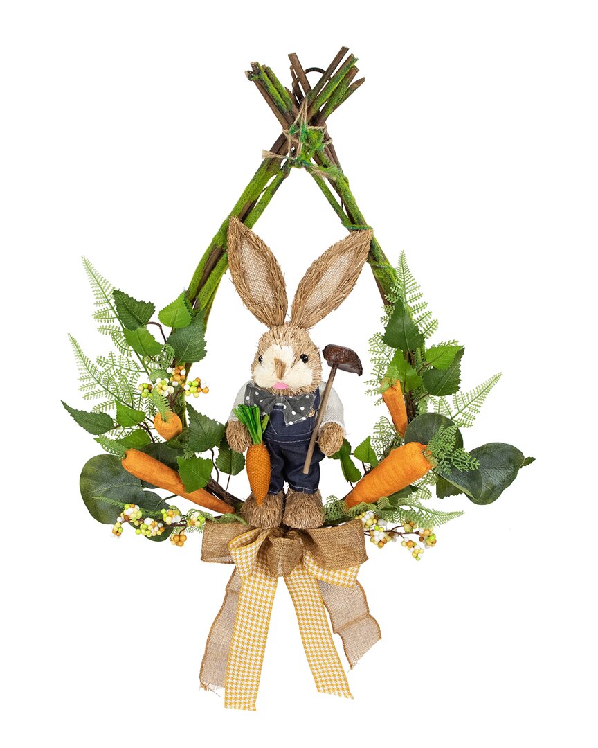 Northlight Farmer Bunny Teardrop Easter Wreath In Green