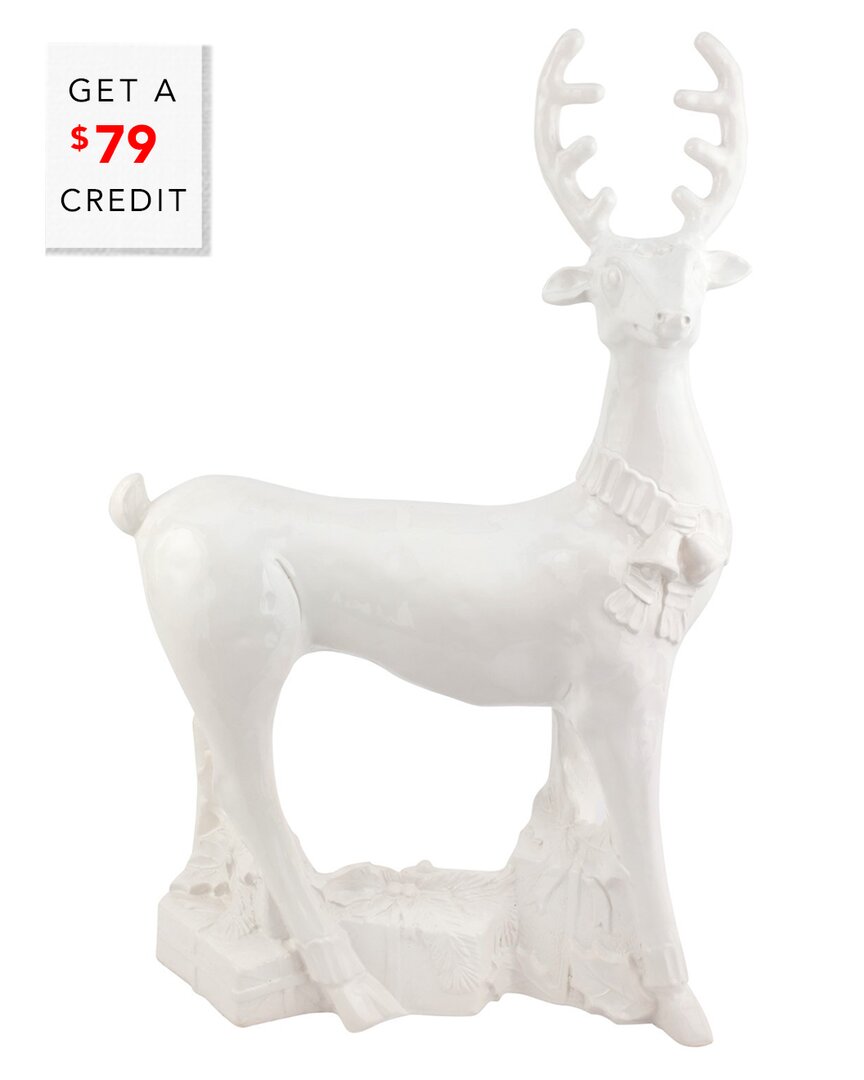Vietri Pietra Natale Figural Deer Sculpture In White
