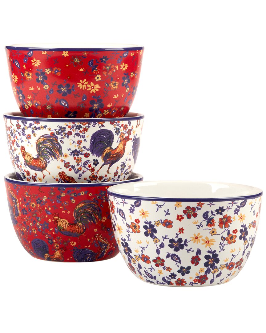 Certified International Morning Rooster Set Of 4 Ice Cream Bowls In Multi