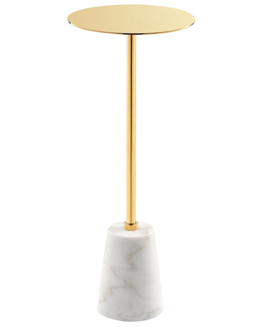Pangea Gold Winston Side Table In White