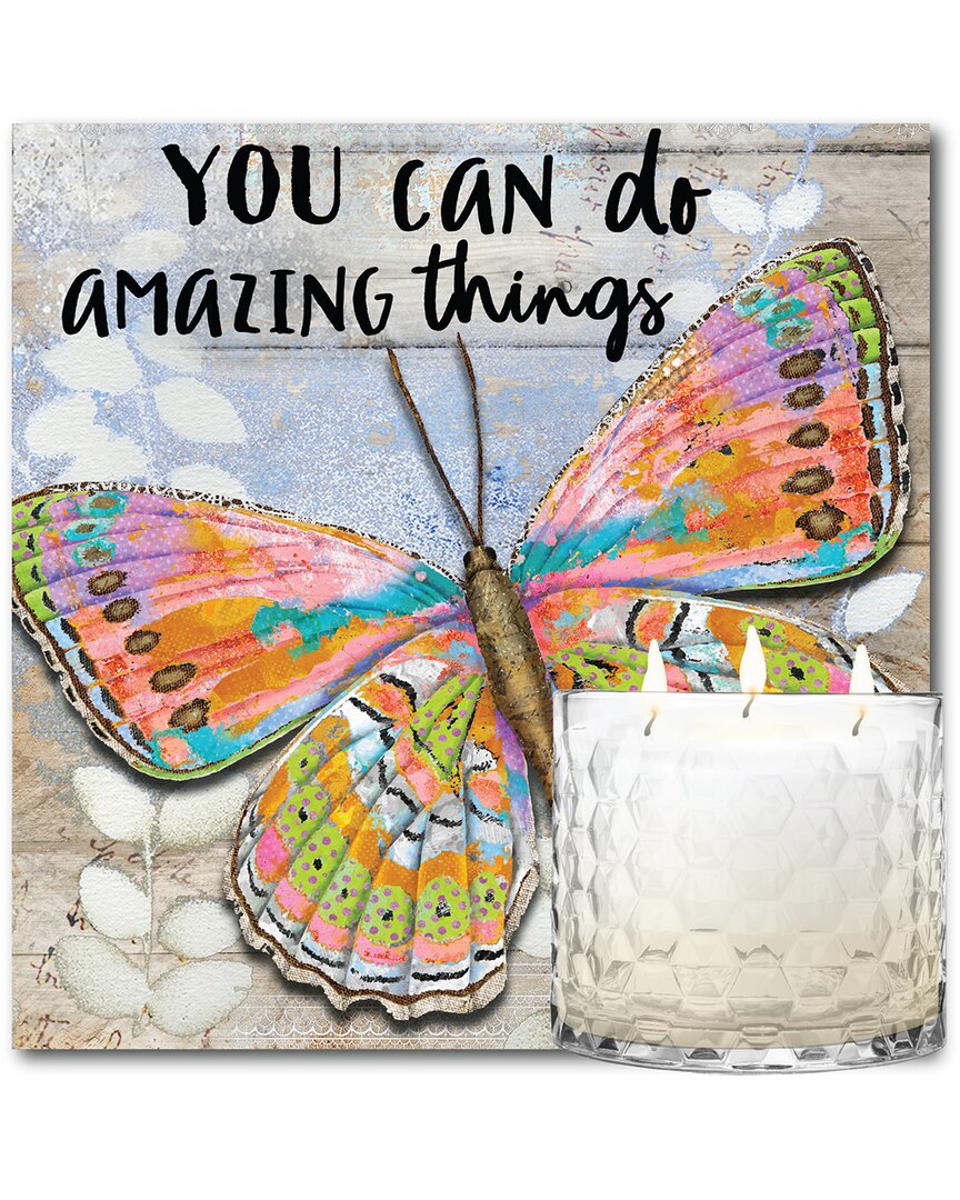 COURTSIDE MARKET COURTSIDE MARKET BEAUTIFUL GIRL BUTTERFLY 13.5OZ SOY 3-WICK CANDLE WITH 8X8IN ARTBOARD