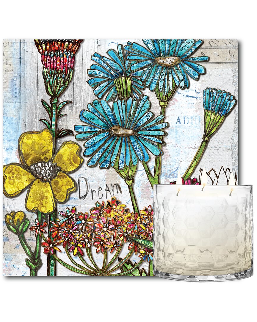 COURTSIDE MARKET COURTSIDE MARKET DREAMY BLOOMS 13.5OZ SOY 3-WICK CANDLE WITH 8X8IN ARTBOARD