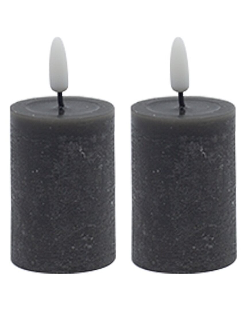 Bidkhome Set Of 2 Flameless Pillar Candles In Gray