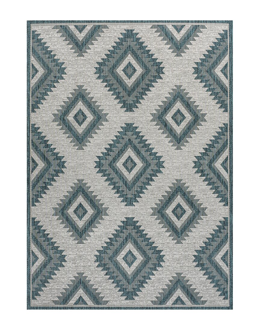 Jonathan Y Lior Geometric Moroccan Diamond Indoor/outdoor Area Rug In Turquoise