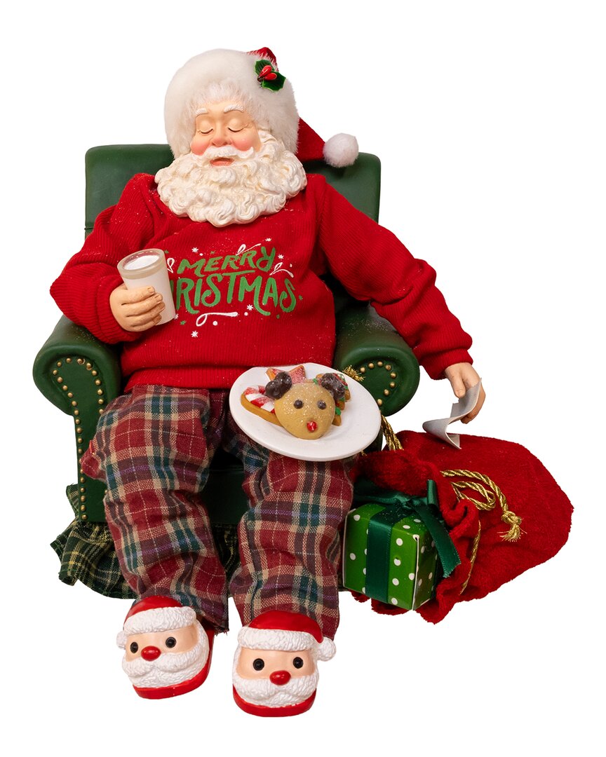 Kurt Adler 8in Fabriché Mistletoe Sleeping Santa Table Piece In Multi
