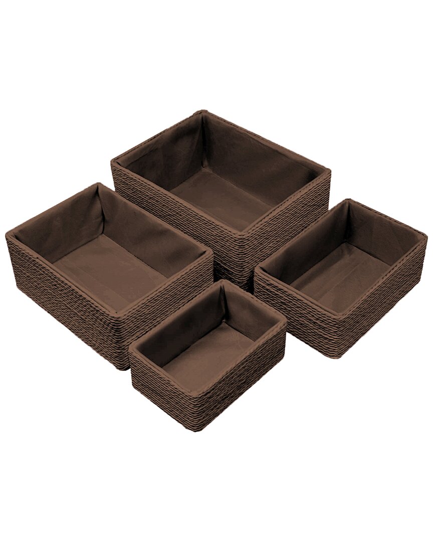 Sorbus Set Of 4 Woven Rope Baskets In Brown