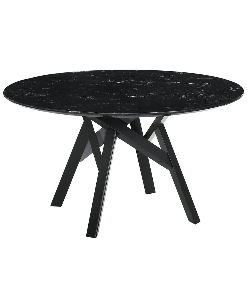 Armen Living Venus 54in Round Mid-century Modern Marble Dining Table In Black