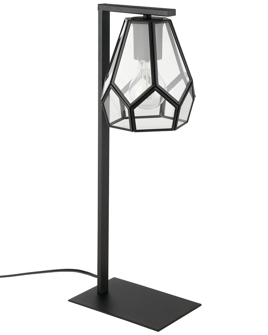 Eglo Mardyke 1 Light Table Lamp With Black Finish & Clear Geomtric Glass Shade With Black Accents