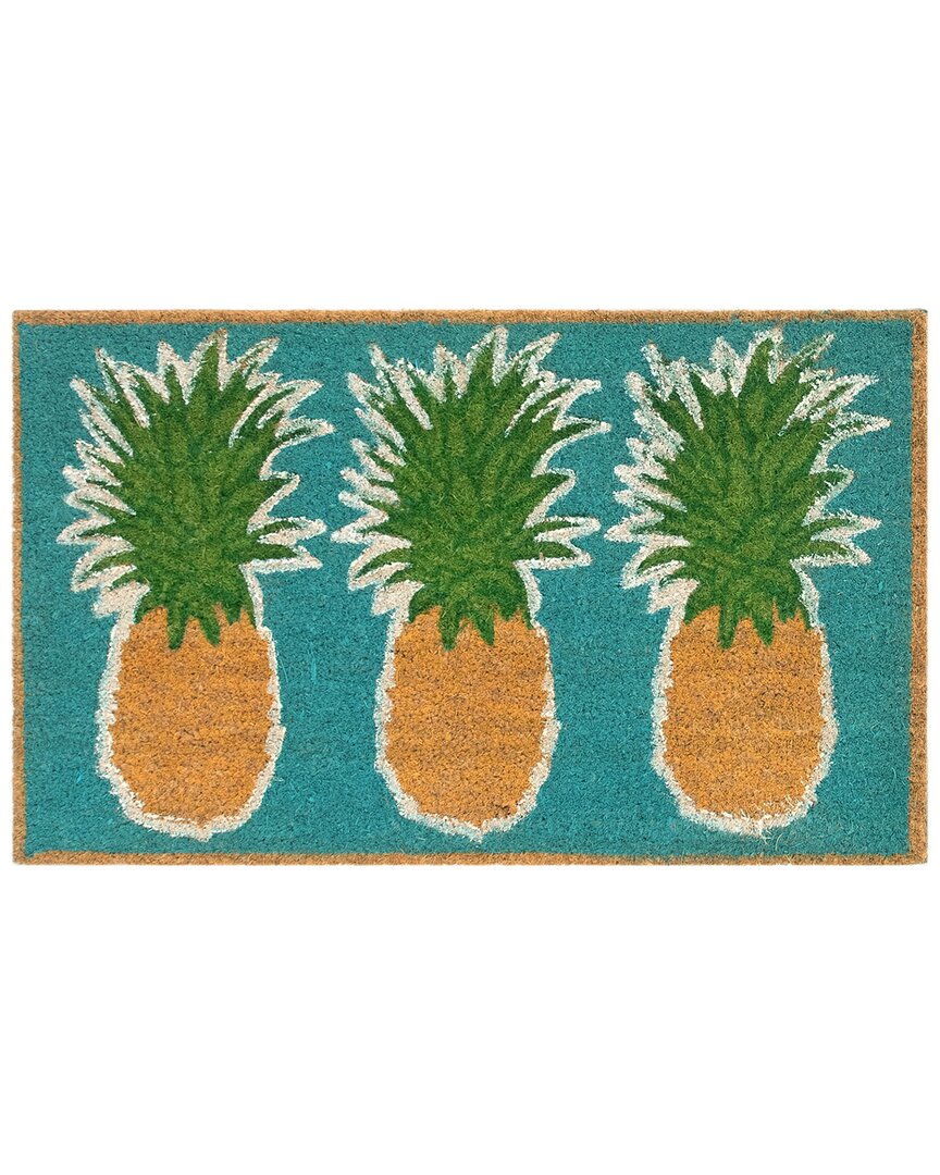 Liora Manne Natura Pineapples Aqua Coir Doormat In Aqua