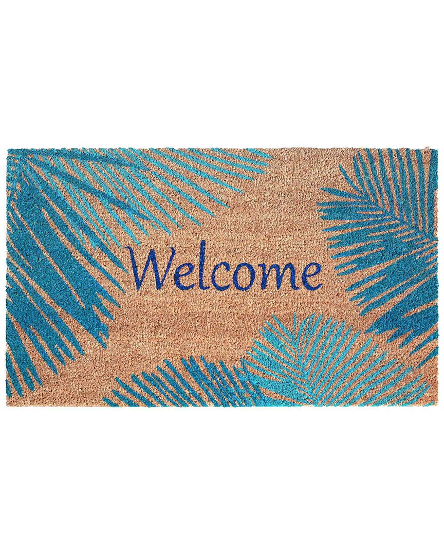 Liora Manne Natura Palm Border Blue Coir Doormat In Blue
