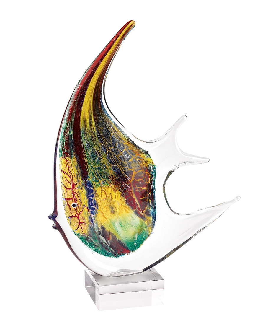 Badash Crystal Firestorm Murano Style Art Glass 16in Angel Fish Centerpiece