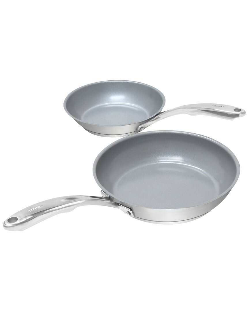 Chantal 21/0 Stainless Steel Set Of 2 Fry Pans With Ceramic Coating