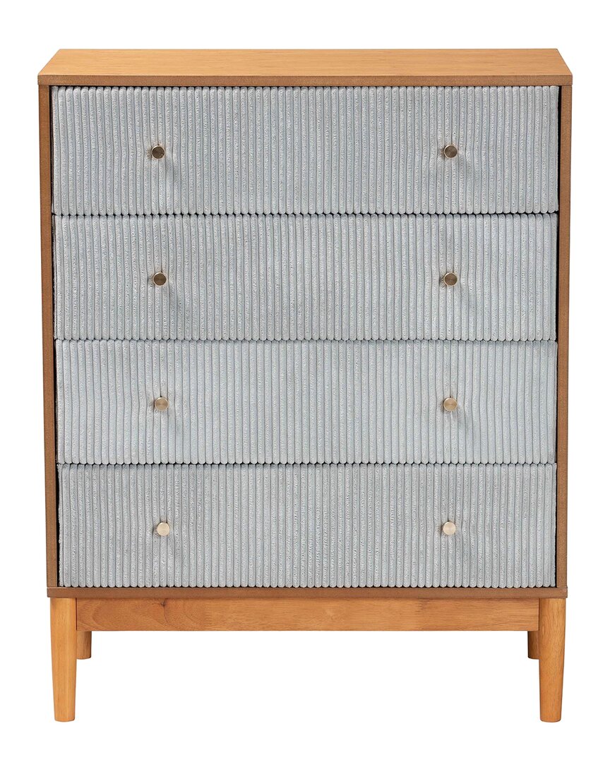 Baxton Studio Taylin Mid-century Corduroy & Wood 4-drawer Chest