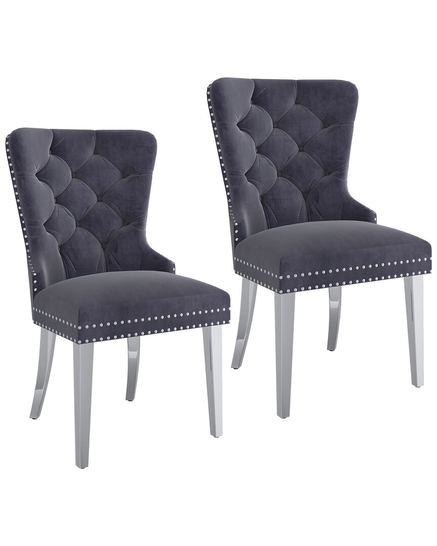 Worldwide Home Furnishings Set Of 2 Side Chairs In Grey