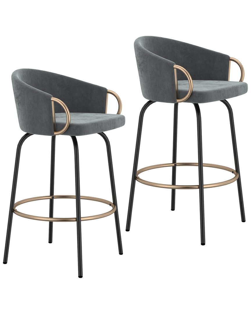 Worldwide Home Furnishings Set Of 2 Counter Stools In Grey