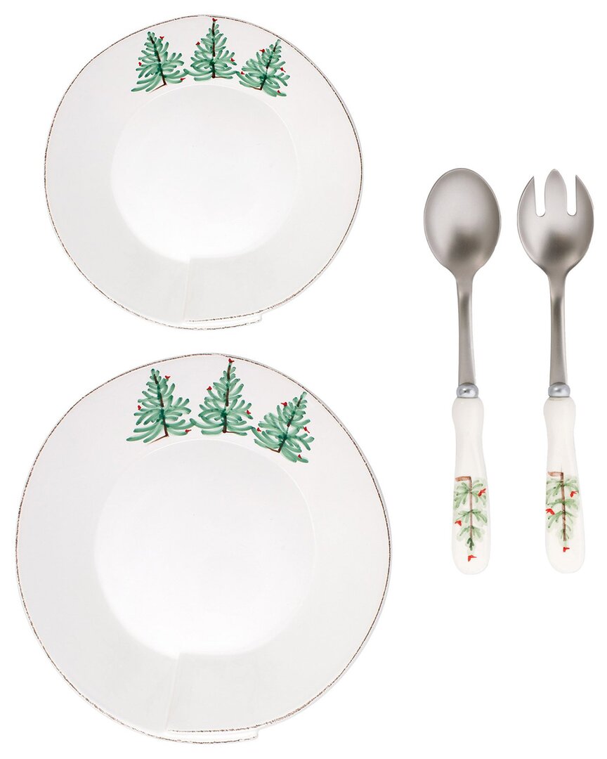 Vietri Lastra Holiday 3pc Serveware Set With $34 Credit In White