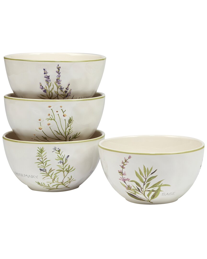 Certified International Fresh Herbs Set Of 4 Ice Cream Bowls In Multicolor