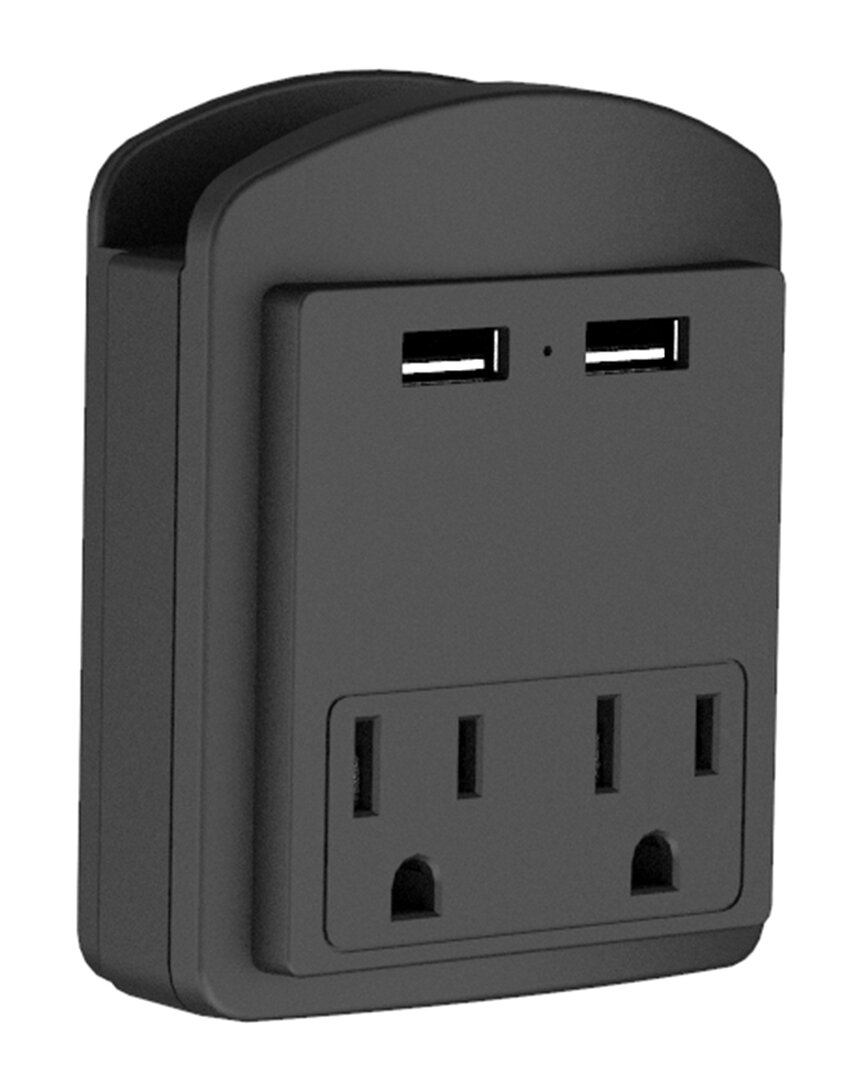 Lax Gadgets Surge Protector Black 2 Wall Outlets And 2 Usb Ports