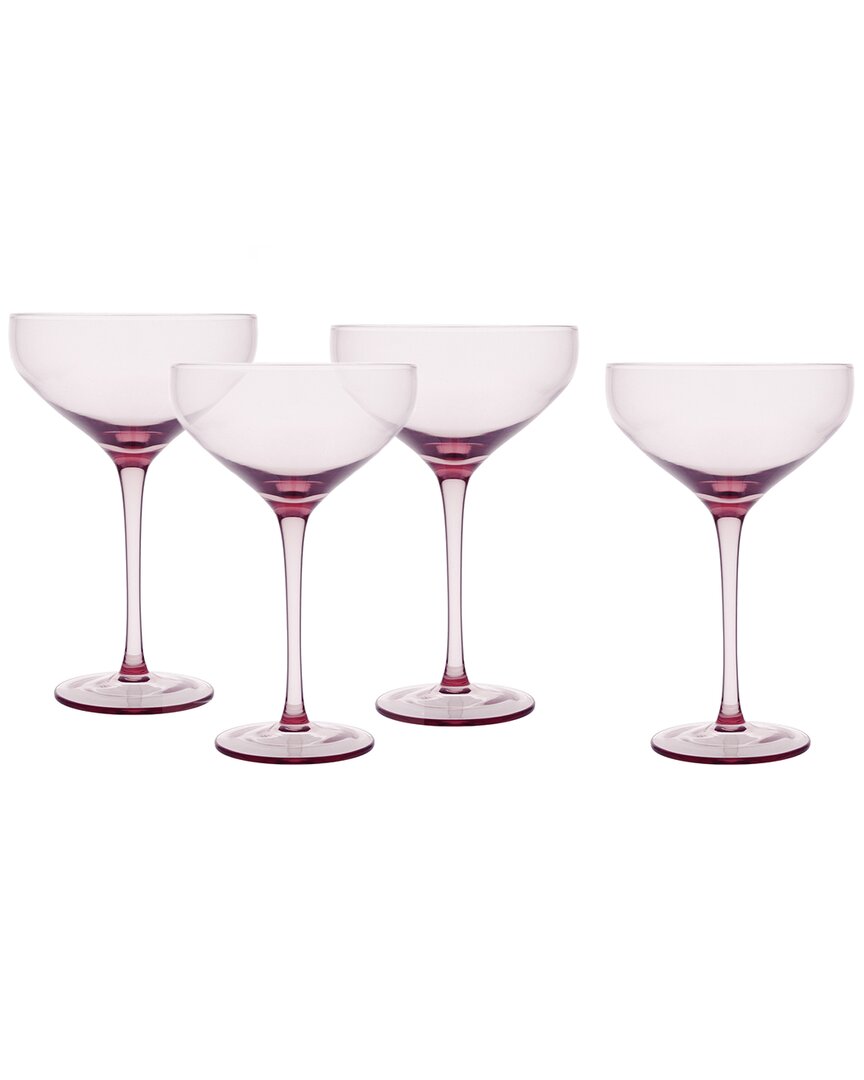Fortessa Set Of 4 Gala Glass Pink Coupe Cocktail Glasses In Pink