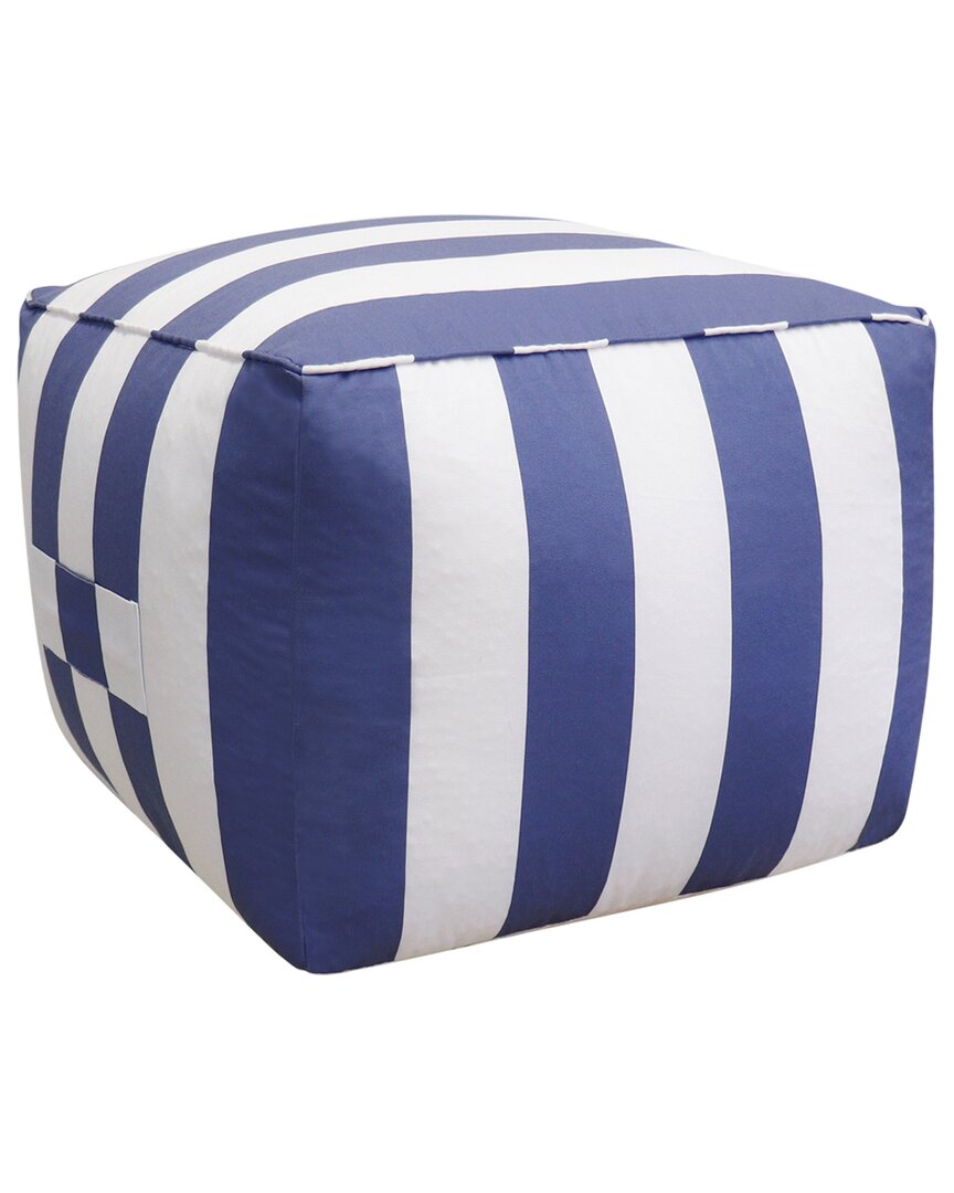 Pasargad Home Galaxy Collection Striped Pouf In White